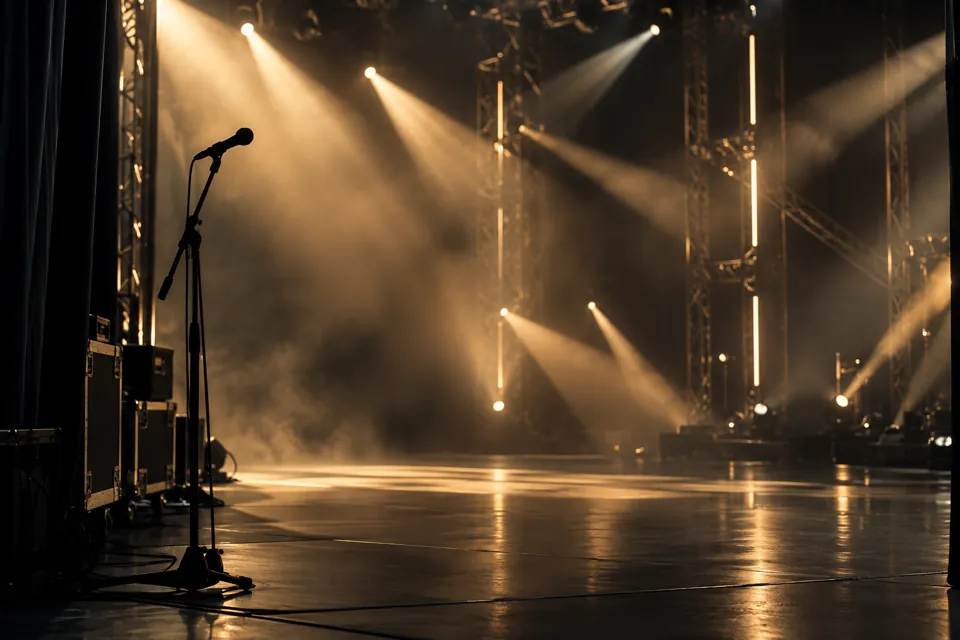 Visual illustrativo di un palco con luci calde